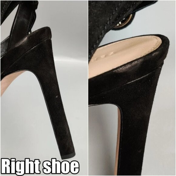$395 VERONICA BEARD Darcelle Ankle Strap Stiletto Sandals Heels Black Suede 9 - Picture 13 of 16